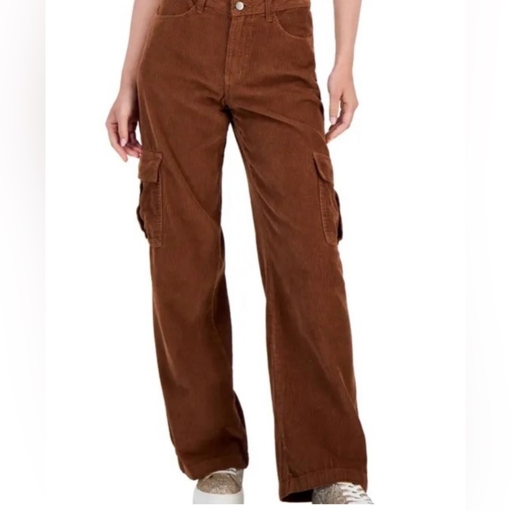 TINSELTOWN  Brown Low Rise Cargo Corduroy Pants